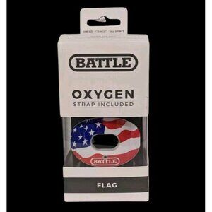 New Battle Sports Mouth Guard Chrome American Flag Oxygen Lip Protector Strap